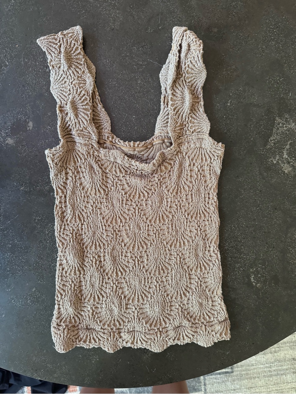 Free People Taupe Textured Tank Top